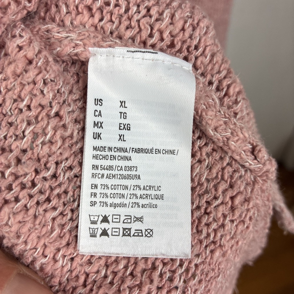 AmericanEagle XL Knit Heather PinkWhite Tank Side Slits Boho Peasant Cottagecore - Picture 7 of 9
